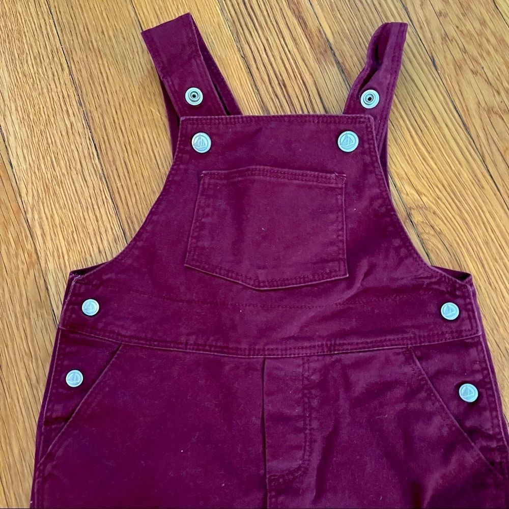 Petit Bateau Baby Maroon Overalls with Adjustable Straps